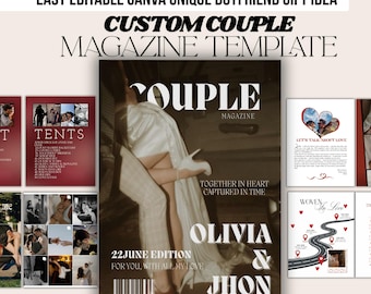 Personalized Couples Magazine Template | Anniversary Gift | Custom Gift for Him and Her | Relationship Gift | Couple Gift | Engagement Gift