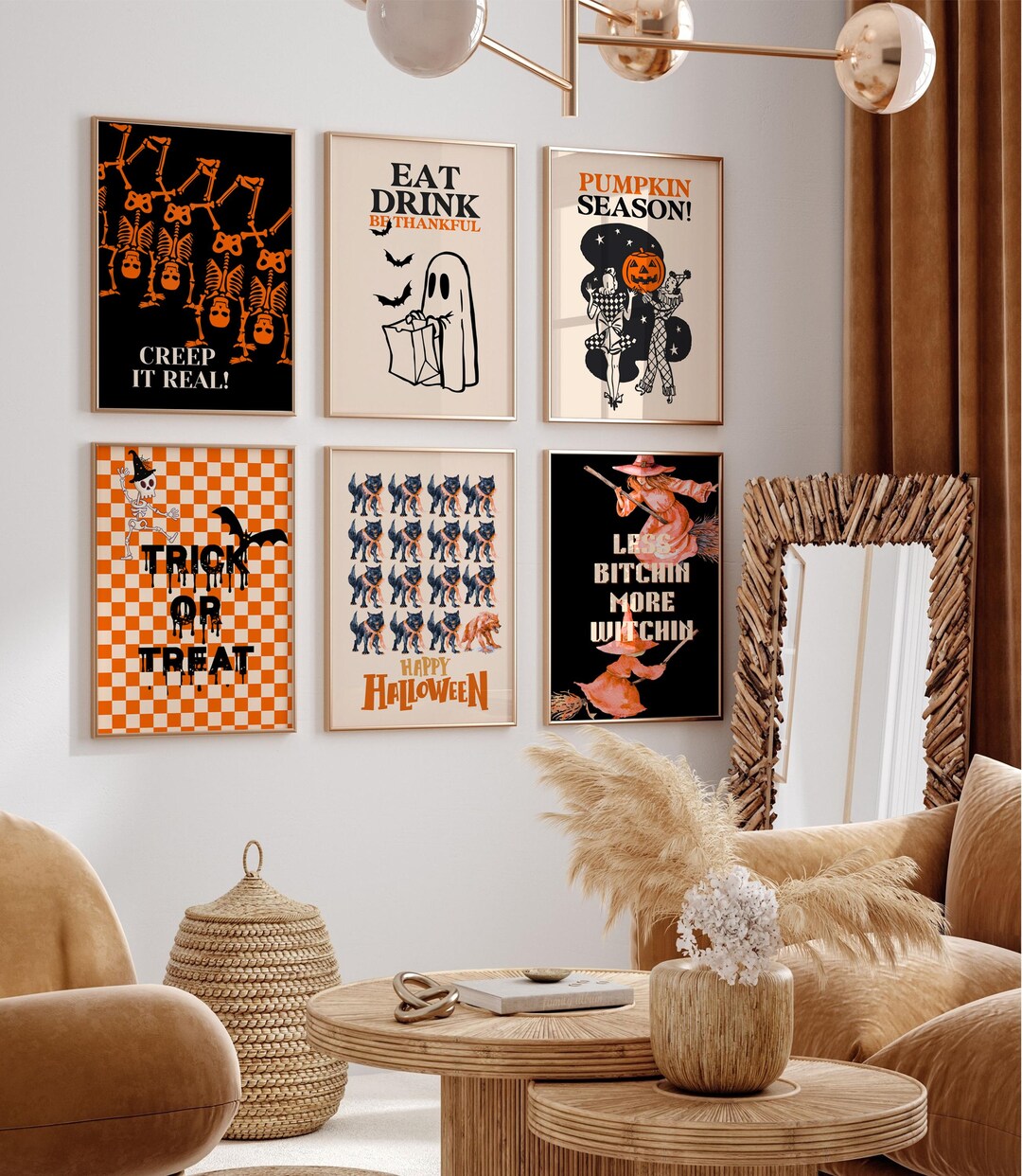 Printable Halloween Gallery Set, Cute Ghosts Prints, Fall Painting ...