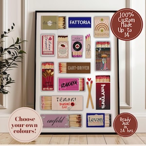 CUSTOM MATCHBOOK ART Personalized Digital Matchbox Gift  Large Matches Print  Customized Retro Wall Poster  Unique Anniversary GifT