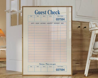 Blank Guest Check Art Print: Trendy Minimalist Wall Decor (Digital Download)