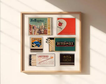 CAJA DE CERILLAS PERSONALIZADA / Regalo digital personalizado / Impresión de cerillas grandes / Póster de pared retro personalizado / Regalo de aniversario único