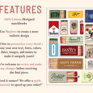 Custom Matchbook Art Personalized Digital/print Matchbox Gift Retro ...