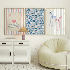Conjunto de 3 estampas florais rosa, estampa de carta ás vintage, ás de copas moderno, estampa de sorte, estampa de como somos sortudos, estampa de laço, estilo preppy