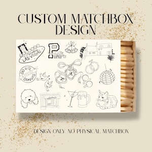 Custom Matchbox Design Personalized wedding favors Custom Matchboxes venue sketch Personalized gifts for guests wedding favors Bridesmaid