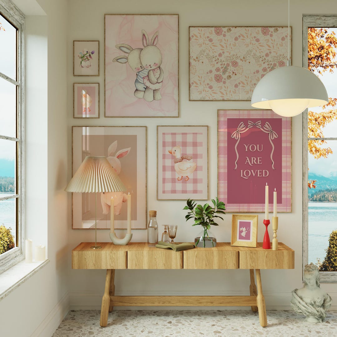 Vintage Pink Nursery Gallery Wall Art Set (digital Download) - Etsy