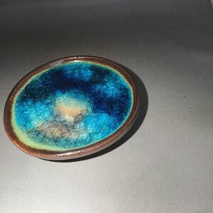 Blue Spoon rest, brown glaze with crackles, ocean affect image 8