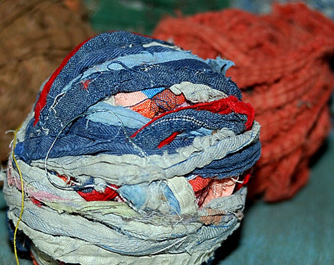 Vintage Rag Rug Yarn Balls Fabric Strips... Home Decor... Etsy