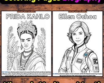 Hispanic Heritage Month Coloring Pages | 34 Famous Figures | September Printable Coloring Sheets | Worksheets for Classroom