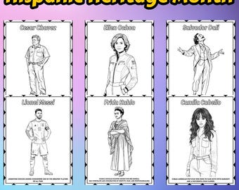Hispanic Heritage Month Heroes Coloring Pages | Printable Coloring Sheets & Activities |  Digital Download