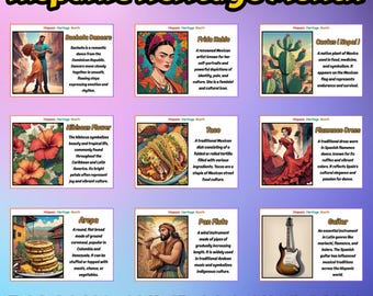 Hispanic Heritage Month Symbols Posters | Cultural Icons Classroom Decor | Printable Bulletin Board Set | Digital Download