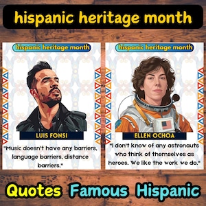 Hispanic Heritage Month Posters: Classroom Decor, Famous Quotes (Digital Download)