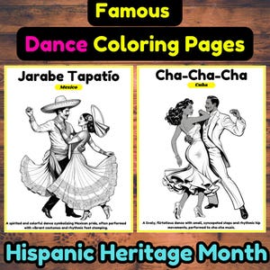 20 Hispanic Heritage Month Dance Coloring Pages | Latin American & Spanish Cultural Sheets | Classroom Activity