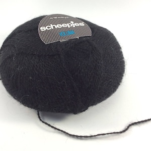 deSTASH, scheepjes voluma, black knitting yarn, black yarn, acrylic and mohair yarn, sport weight yarn, vintage knitting yarn, yarn destash