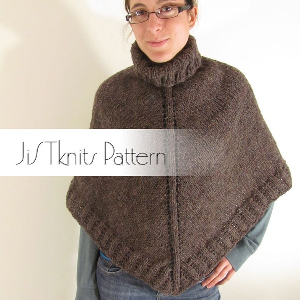 Poncho Pattern, heavy worsted weight poncho pattern, retro poncho, knitting pattern pdf, knit a boho poncho, knit winter poncho pattern