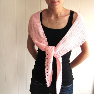 Hand Knit Pink Wrap/Scarf with beaded edge image 2
