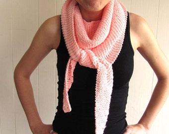 Hand Knit Pink Wrap/Scarf with beaded edge