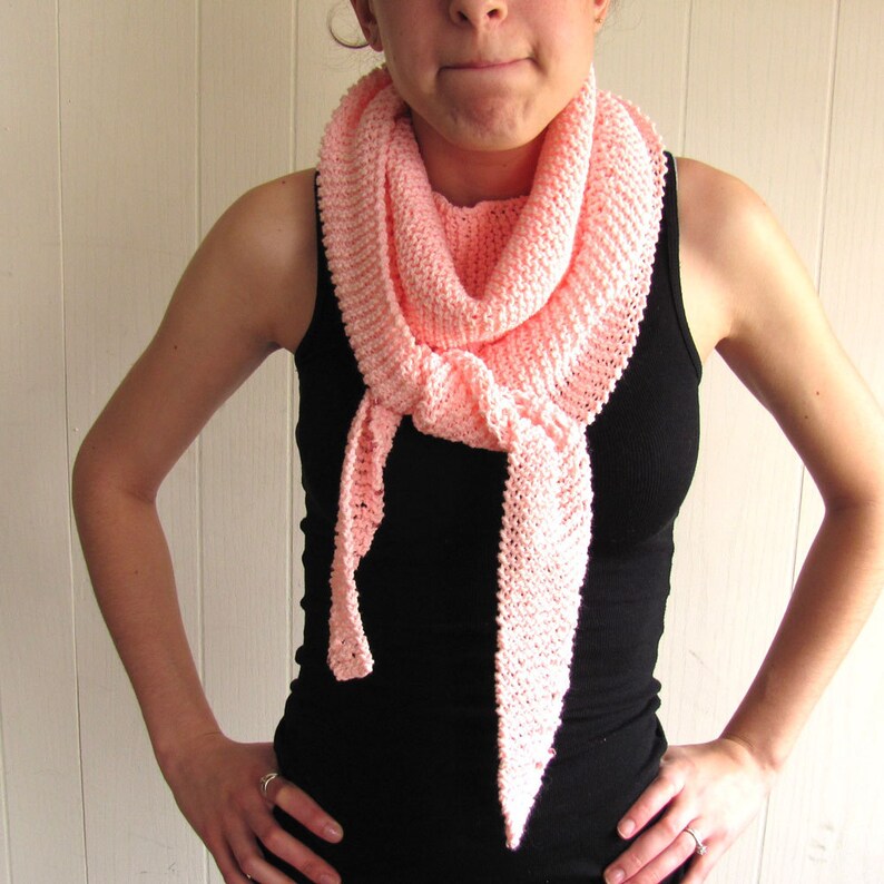 Hand Knit Pink Wrap/Scarf with beaded edge image 1