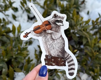 Fiddlin Raccoon Sticker