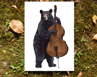 Bear Bassist- 5"x7" Art Print