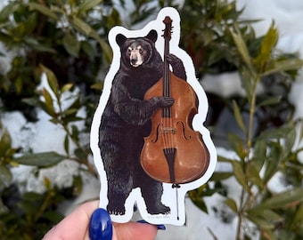 Black Bear Bassist Sticker