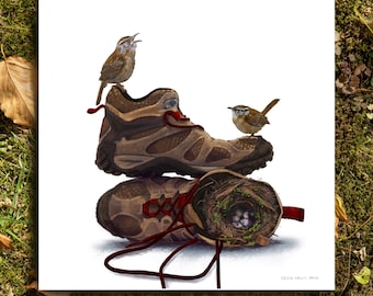 The Perfect Nest- Carolina Wrens 8"x8" Fine Art Print