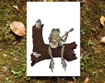 Bullfrog on Banjo- 5"x7" Art Print