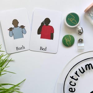 30 pk BSL thuisleven Britse gebarentaal visuele ondersteuning dove flashcards en magneten