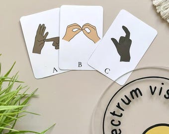 26pk basic BSL alphabet  flashcard visual aid support deaf SEND Montessori
