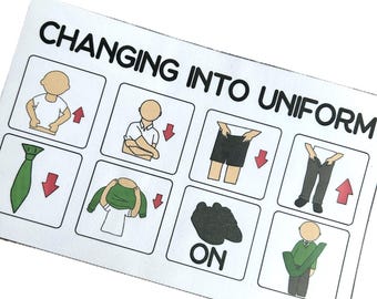 Custom SEN Resources Self Care Prompt Card - Changing into PE Kit