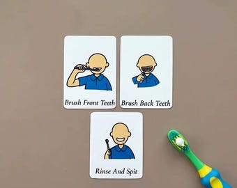 Brushing Teeth Visual Aids: PEC Cards for Autism & SEND (8pk)