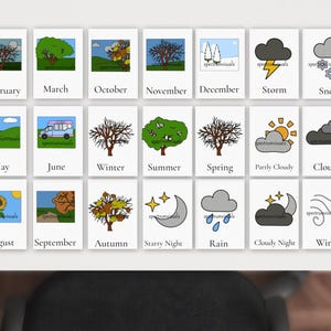 Paquet de 26 cartes mémoire saisons et mois pour l'apprentissage à domicile ENVOYER des supports visuels