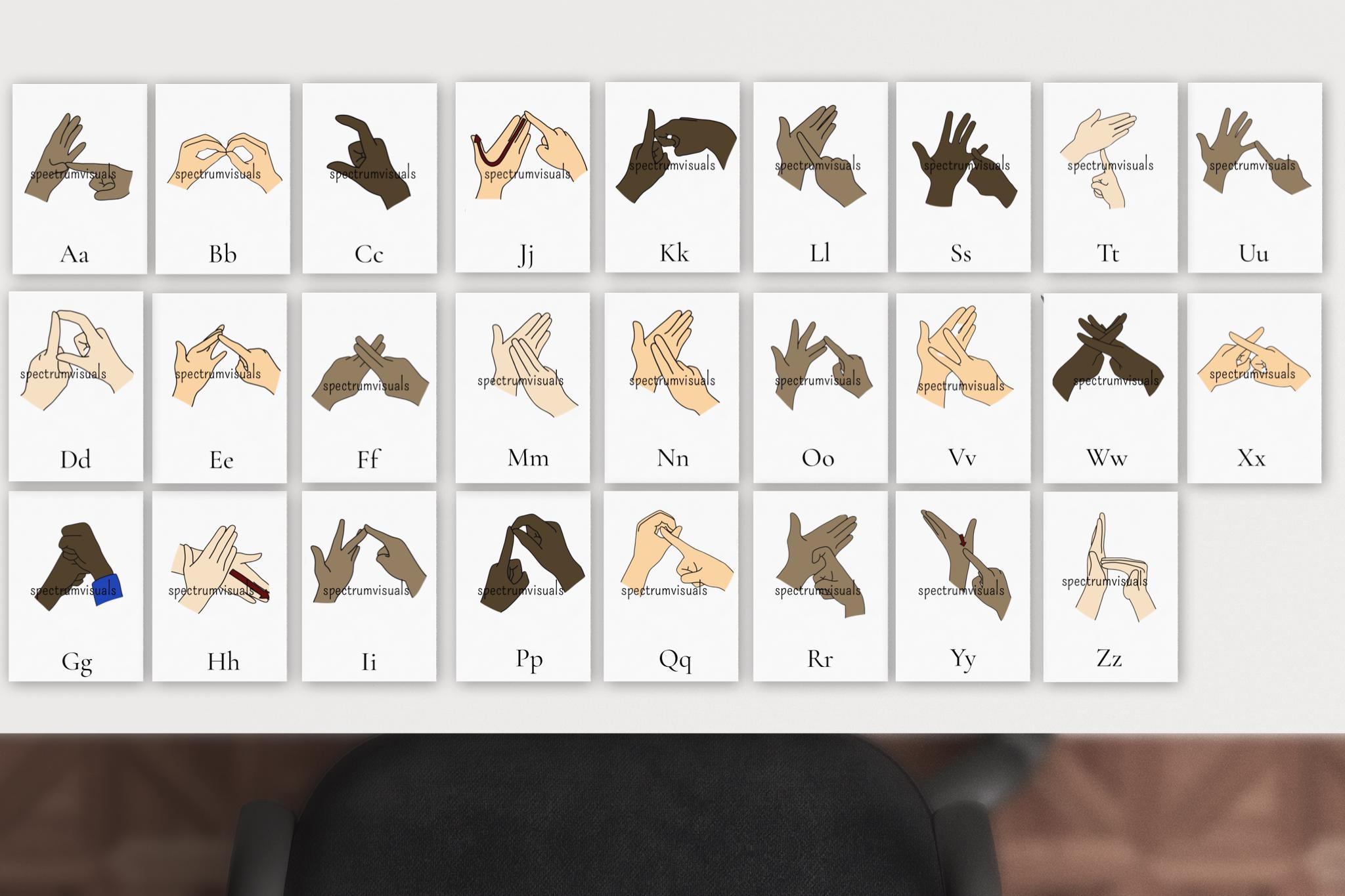 26pk Basic BSL Alphabet Flashcard Visual Aid Support Deaf SEND ...
