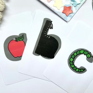 Paquet de 26 cartes flash alphabet adaptées à tous les âges avec des images phonétiques, des aimants pour affiches Montessori