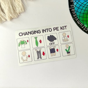 dubbelzijdige visuele prompt, waterdichte kaart verandert in PE-kit en uniform, gepersonaliseerd/aangepast voor VERZENDEN (lees de beschrijving)