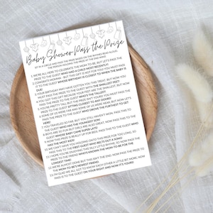 Geef de prijs door babyshowerkaart | Babyshowerspel | Babyshoweractiviteit | Bewerkbare sjabloon babyshower | Digitale download