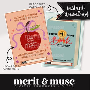 Printable Teacher Appreciation Gift Card Holder | Bookshop Gift Card Holder
