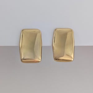 Chunky Gold Rectangle Stud Earrings: Minimalist Statement Jewelry