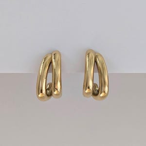 Huggie Hoop Earrings: Chunky Double Band Earrings