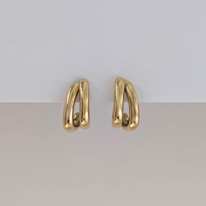 Brincos de argola Huggie dourados/prateados, brincos de argola dupla, brincos para presente de madrinha de casamento, joias de casamento, brincos de argola pequenos e delicados