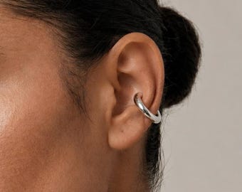 Silver Chunky Ear Cuff: No Piercing Faux Cartilage Wrap