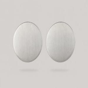 Large Oval Silver Brushed Statement Stud Earrings
