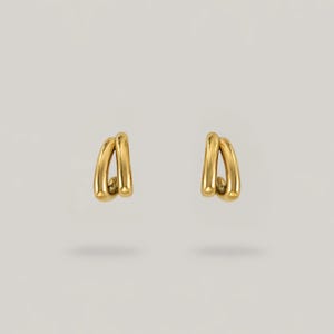 Boucles d'oreilles créoles dorées Huggie : Boucles d'oreilles à double anneau épaisses