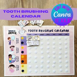 Tabla de cepillado de dientes para niños, tabla de recompensas por hábitos diarios, tabla de pegatinas para el cuidado dental, tabla de rutina matutina y nocturna, divertido rastreador dental.