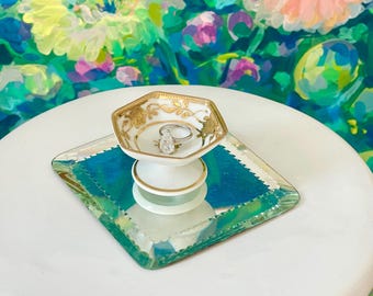 Vintage Sockel Floral Ring Schale