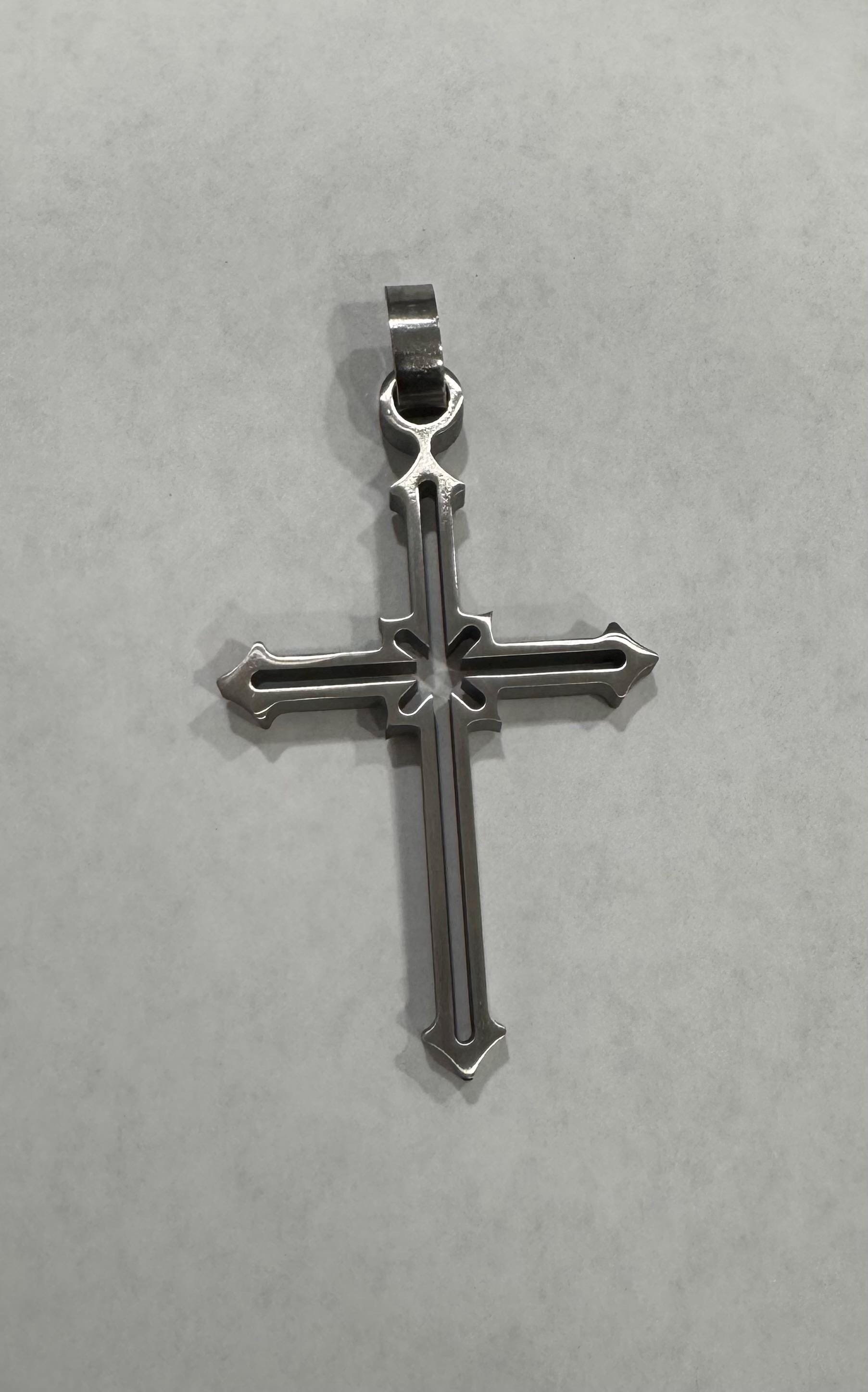 Pendentif Croix Jésus En Acier Inoxydable - Collier Sobre Et Solide Ref.136