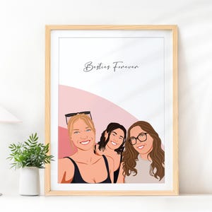 Benutzerdefinierte beste Freundin Porträt, personalisiertes Geschenk für sie, Geschenk zum 30.Geburtstag, Schwester Geschenk, gesichtslose Illustration, Cartoon Zeichnung, Wandkunst