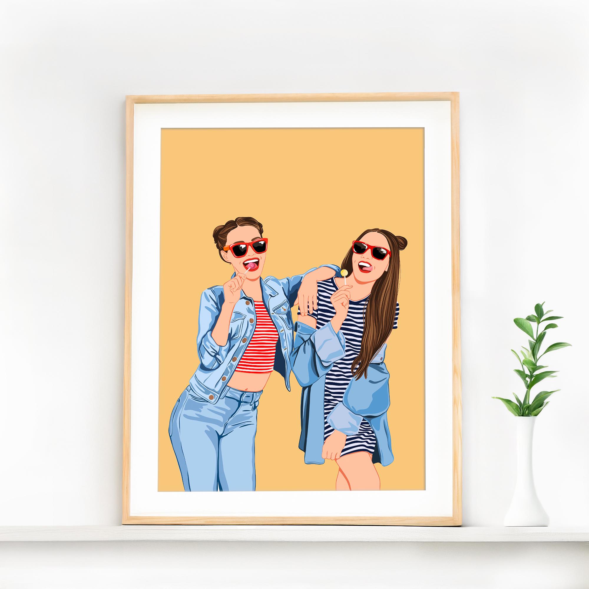 DestinationVinyl Sottobicchiere Quadrato 9.5cm "Best Friends" - Regalo Per Migliore Amica, Sorella, Compleanno, Finitura Lucida Con Retro In Sughero - 6