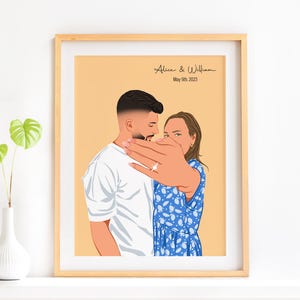 Custom Couple Portrait, Engagement Gift, Drawing From Photo, Personalized Gift, Faceless Portrait, Gift For Her, Cartoon Portrait