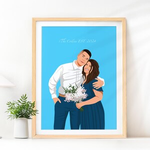 Gesichtslose Porträt, Paar Illustration, Geburtstagsgeschenk für sie, personalisiertes Geschenk, Frau Geschenk, Zeichnung vom Foto, Paar mit Haustier