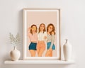 Custom Cartoon Portrait, Best Friend Drawing, Illustration from Photo, Personalized Gift for Sister, Friendship Gift, Best Friend Group